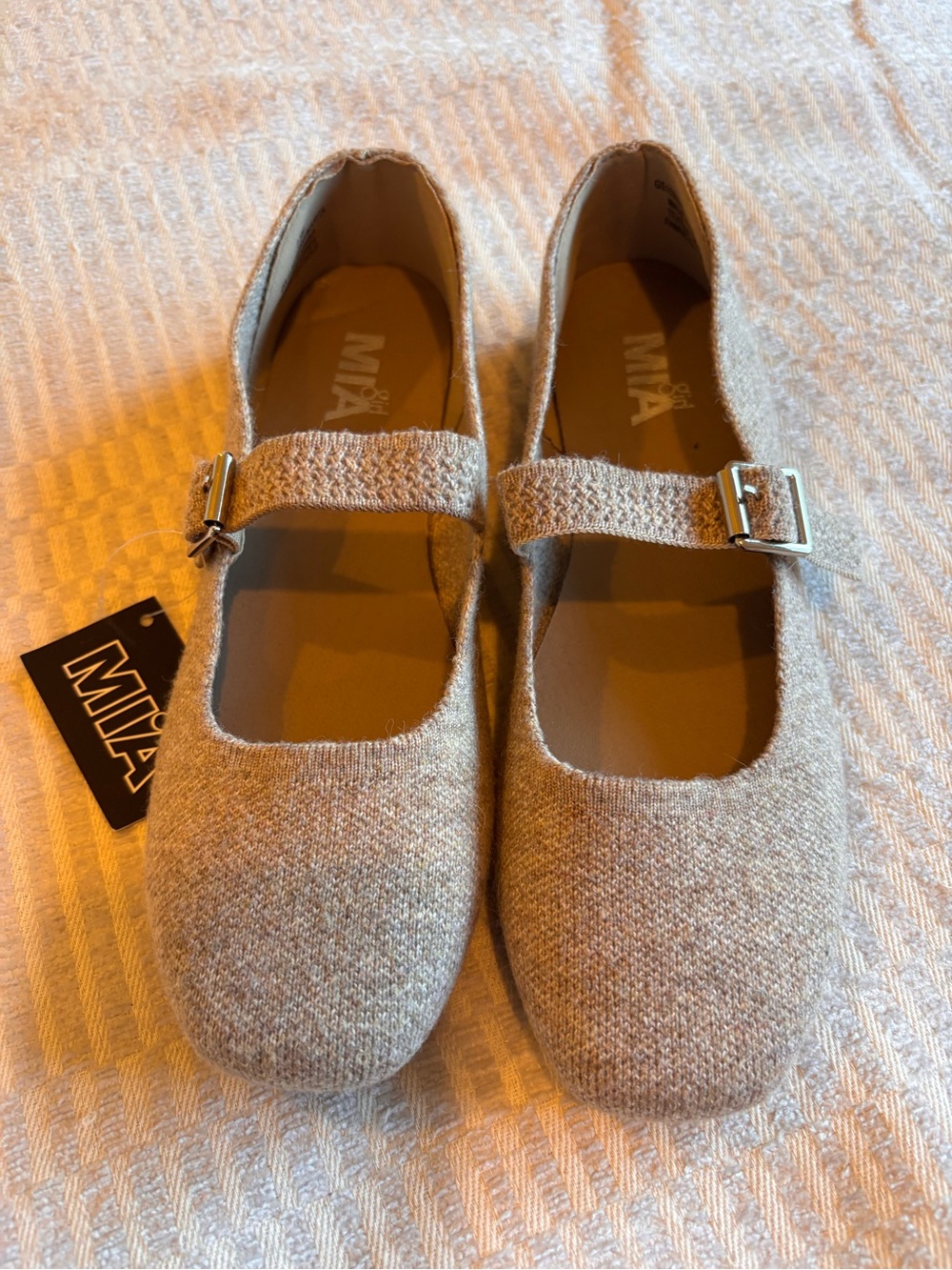 MIA Mary Jane Shoes in Beige Knit